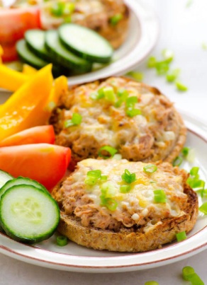 Tuna Melts with Veggies and Dip